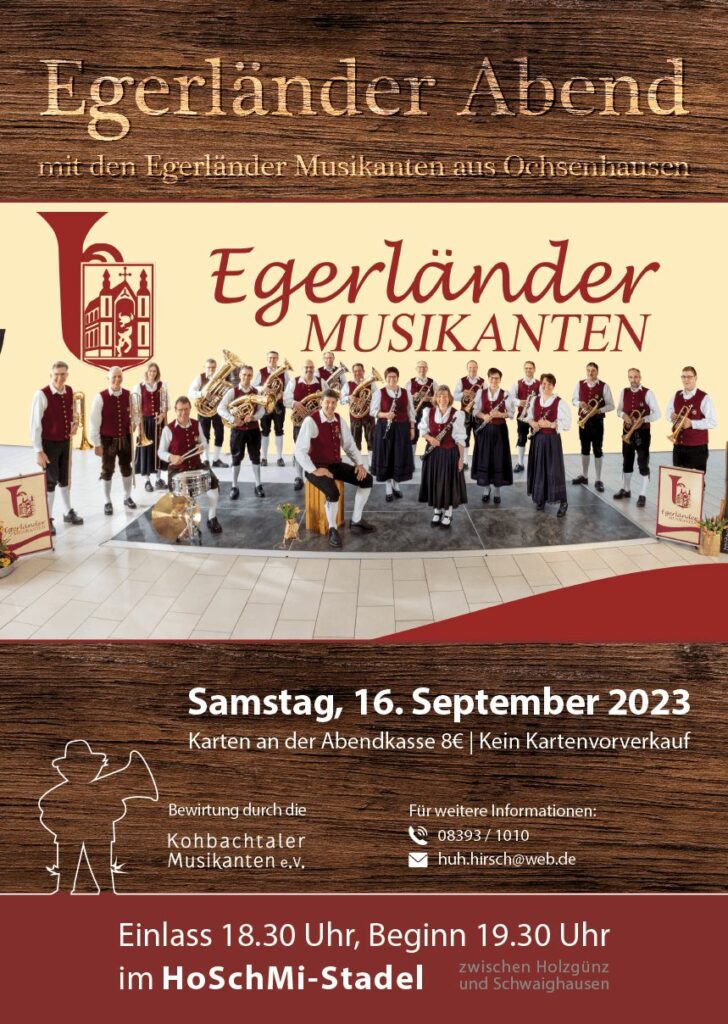 Plakat zum Egerländer-Abend